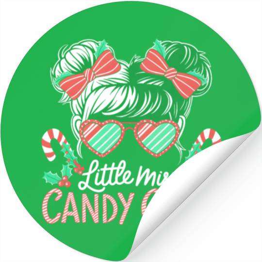 Little Miss Candy Cane Christmas Messy Bun Toddler Stickers