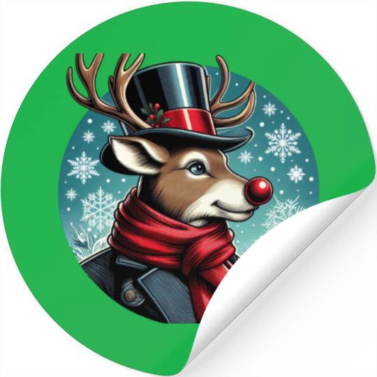 Vintage Red-Nosed Reindeer: Perfect For Christmas Stickers
