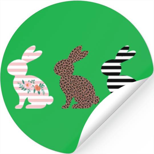 Happy Easter Cute Easter Leopard Bunny Rabbit Stickers