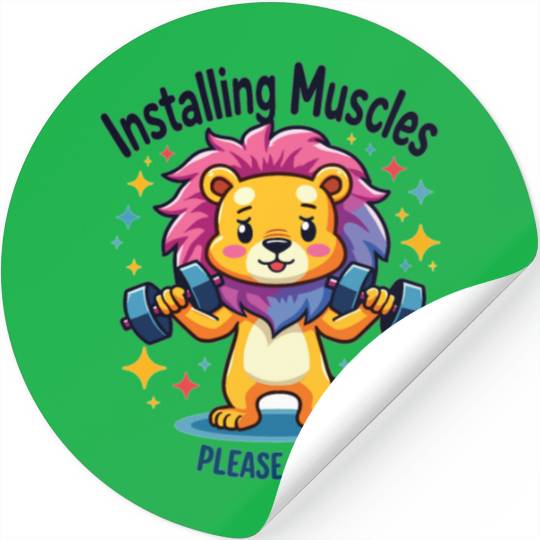 Installing Muscles Lion Löwen Kraftsport Workout Stickers