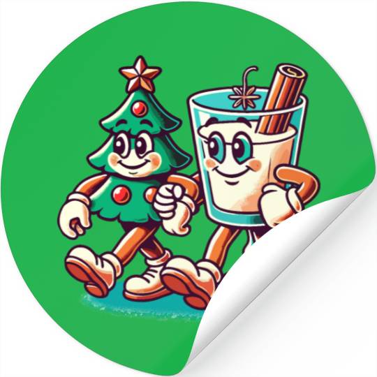 Merry Christmas Retro Style Stickers