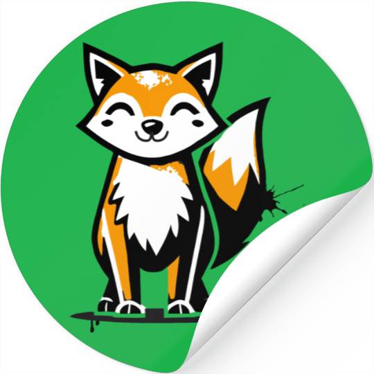 fox in stencil graffiti design Stickers