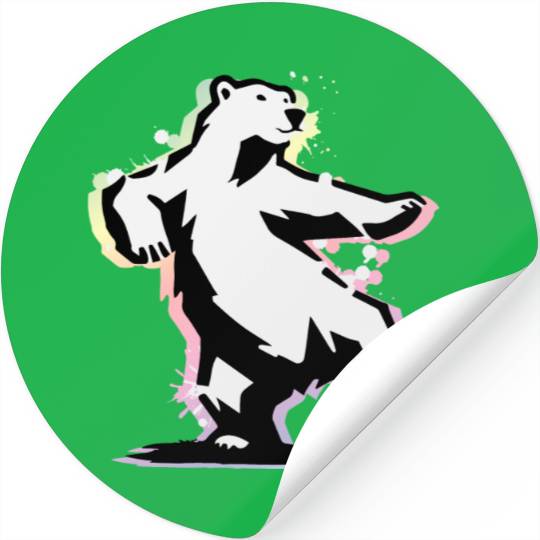 Dancing polar bear in stencil style Stickers