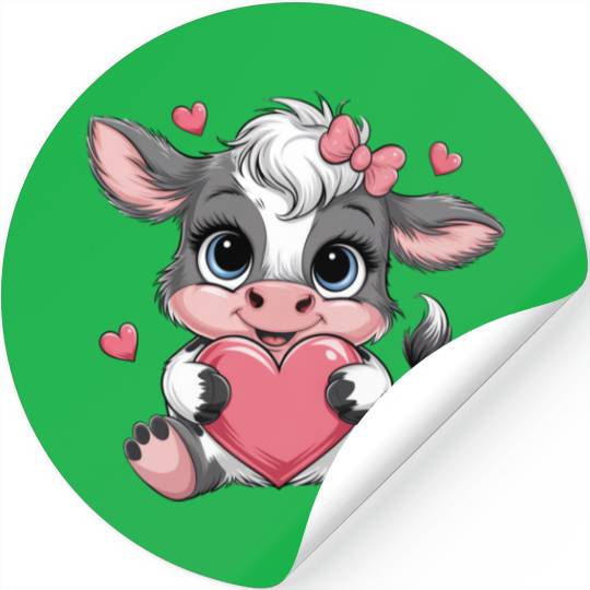 Cow Valentines Day Stickers