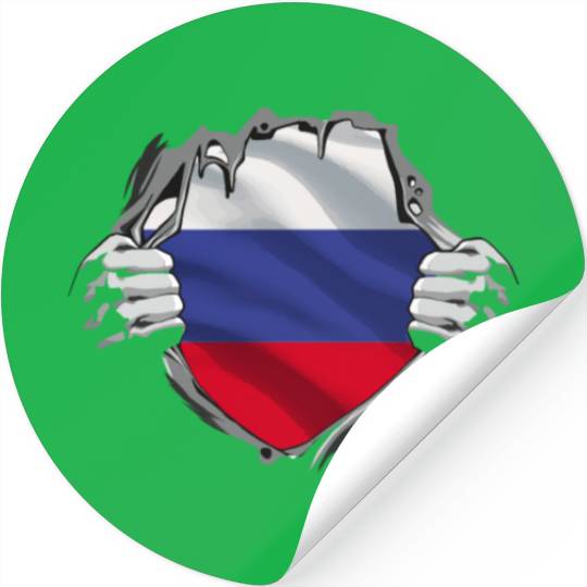 Russian Flag Breaking Through Design Stickers