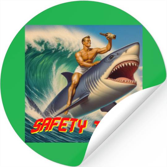 Retro Safety Third Shark Rodeo Stickers