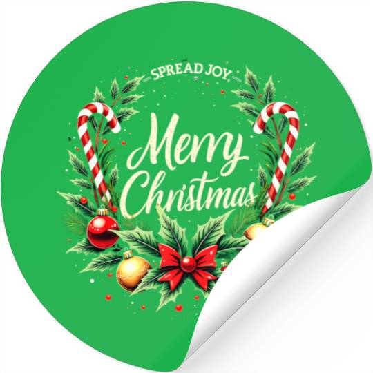 Spread Joy - Festive Merry Christmas Wreath Stickers