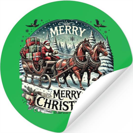 Vintage Sleigh Ride - Whimsical Christmas Magic Stickers