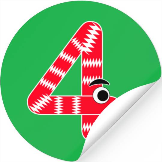 Festive Red Snake Number Four Design Stickers