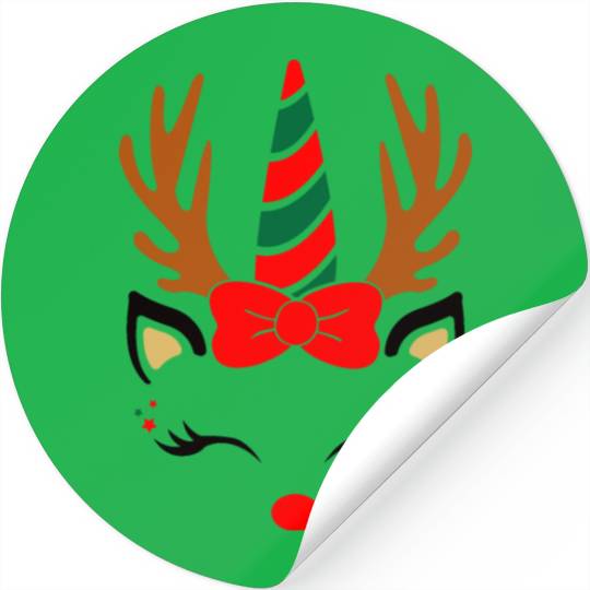 Reindeer unicorn, Christmas Stickers