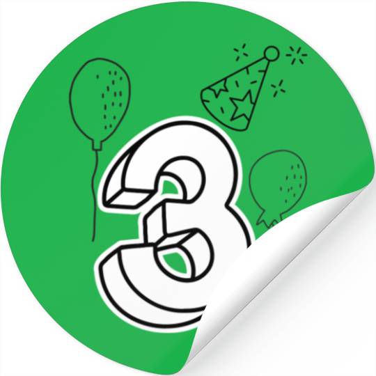 Coloring Stickers: Number 3 – Creative Birthday Fun
