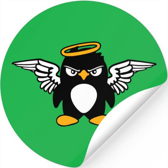 Evil Penguin Angel Wings Halo Holy Heaven Bad Mood Stickers
