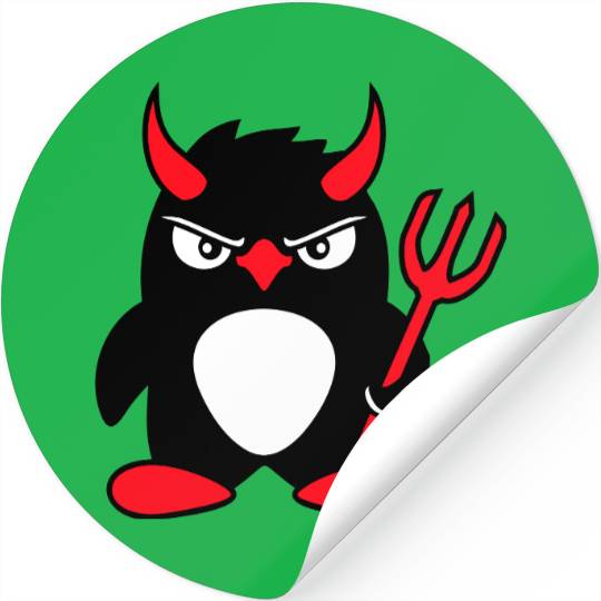 Penguin Devil Horns Trident Hell Evil Cool Satan Stickers