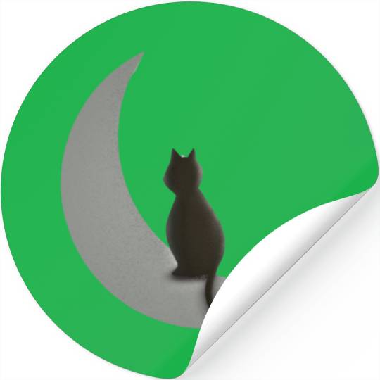 Moon and Cat Night Stickers