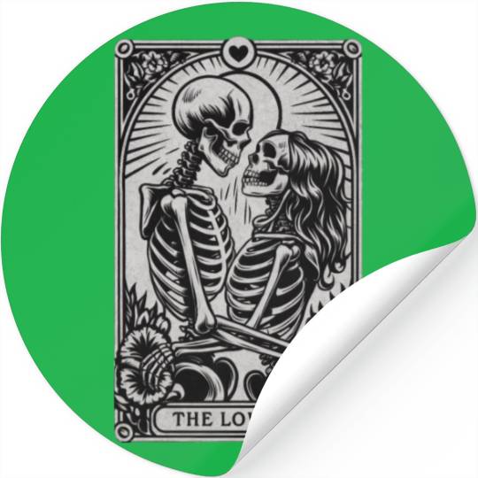 Vintage Gothic Skeleton Couple Tarot Card with Stickers