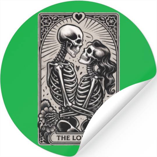 Vintage Gothic Skeleton Couple Tarot Card Stickers