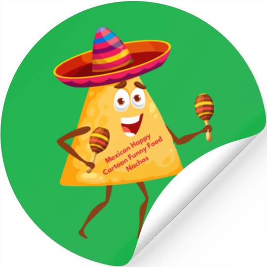 Mexican Happy Cartoon Funny Food Nachos Character Stickers
