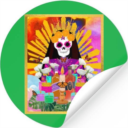 Rainbow Butterfly Santa Muerte Stickers