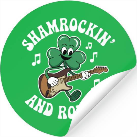 Shamrockin' and Rollin' St. Patrick's Rock & Roll Stickers