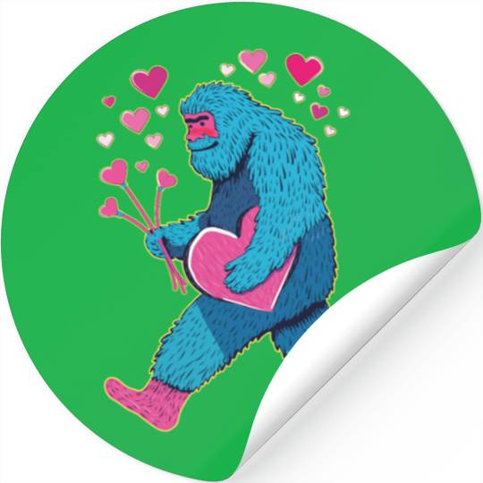 Bigfoot Heart Valentine's Day Boys Girls Kids Lov Stickers