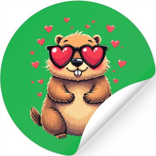 Groundhog Valentines day Animal Lovers Stickers