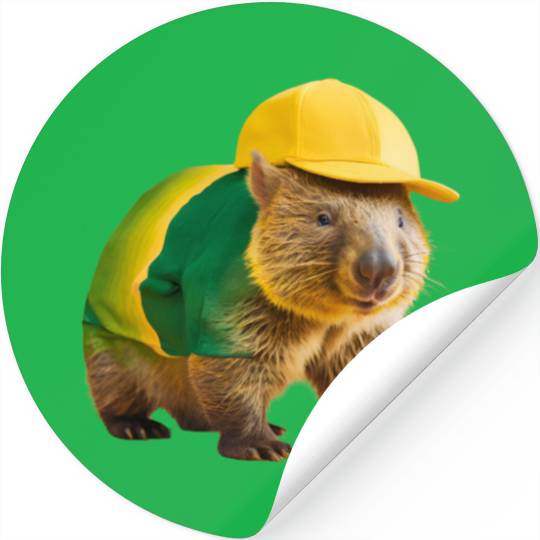 Green and Gold Wombat 2 Stickers