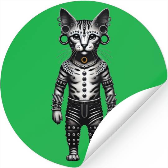 Warrior Cat with Piercings and Spacers Stickers