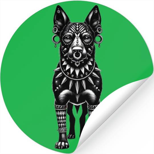 Tribal Sentinel: Gothic Dog Stickers