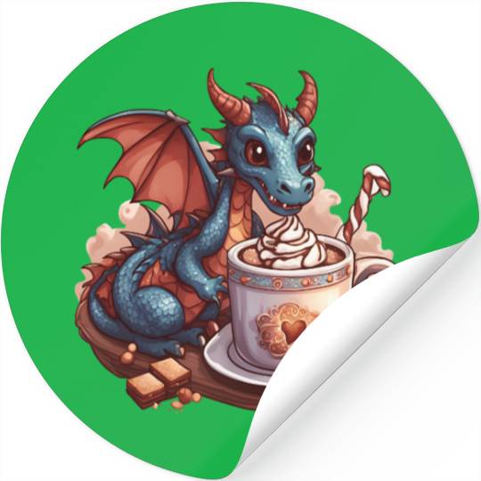 Cozy Dragon and Hot Chocolate Delight Stickers