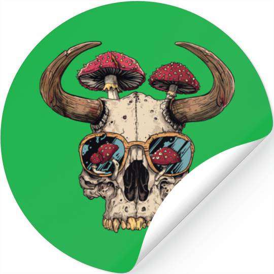 Skull Mushrooms Natural Motif Stickers