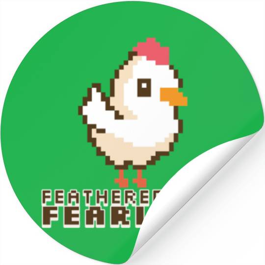 Feathered and Fearless: Bold 8-Bit Chicken Stickers