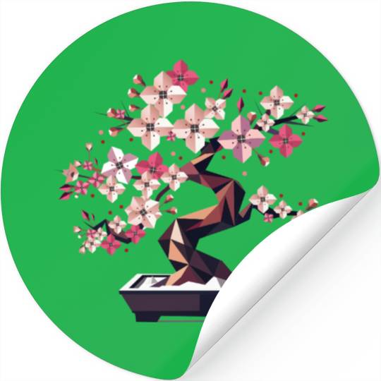 Geometric cherry blossom bonsai Stickers