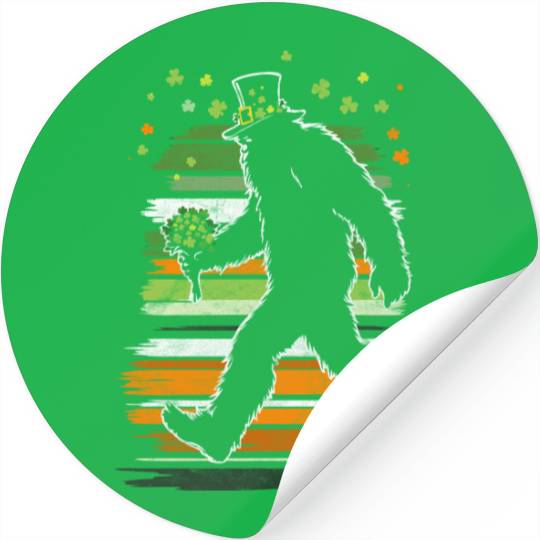 St Patricks Day Irish Sasquatch Shamrock Bigfoot Stickers