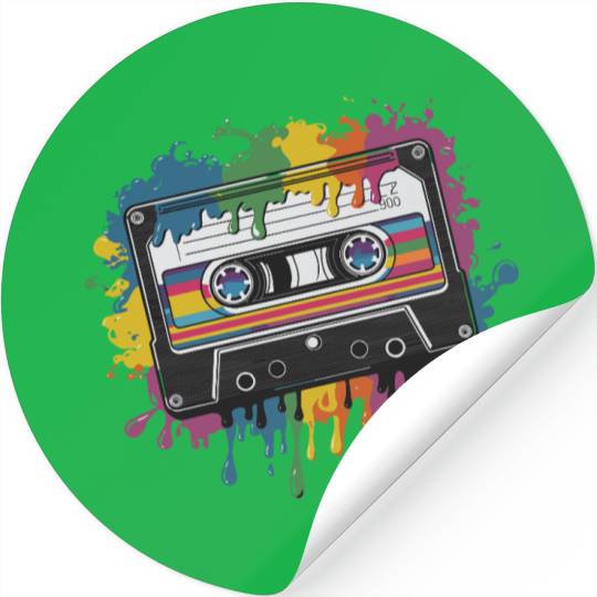 80s Retro Cassette Splash Classic Cassette Tape Stickers
