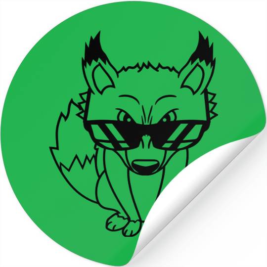 Fox Sunglasses Cool Looks Up Evil Eyes Bad Fun Boy Stickers