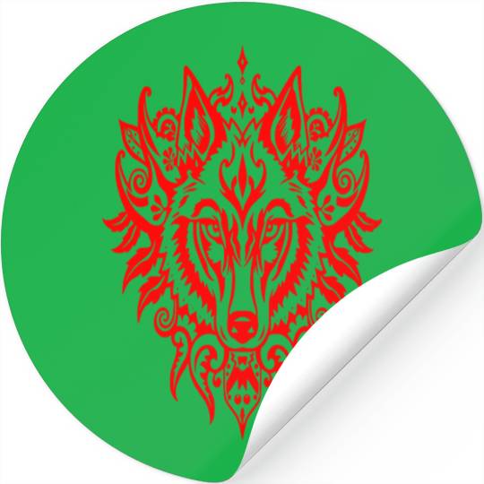 Tribal Red Wolf Spirit Stickers