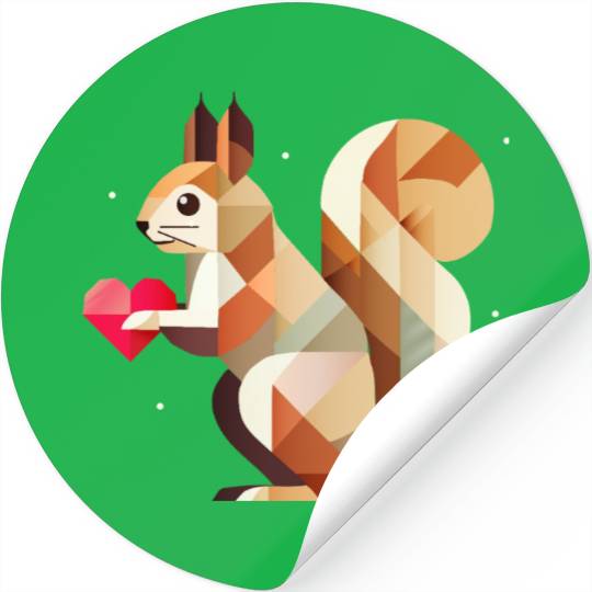 Squirrel with heart - loving for Valentine's Day Stickers