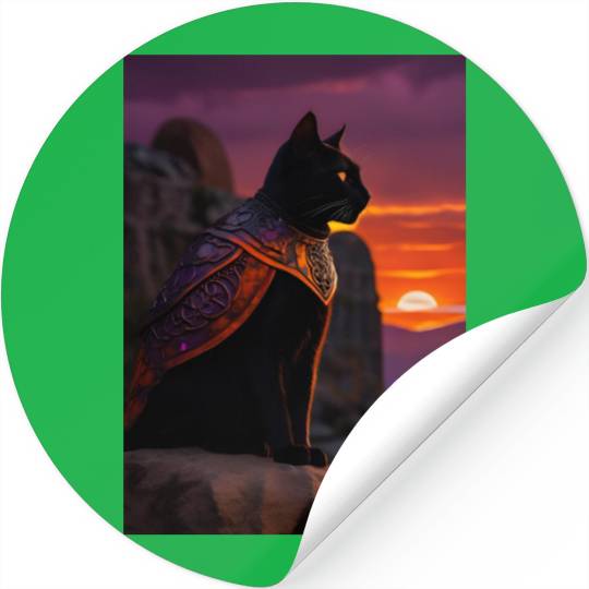 Cat painting red black cat Stickers
