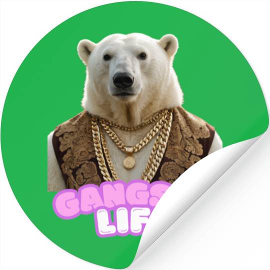 Gangsta life polar bear 4 Stickers
