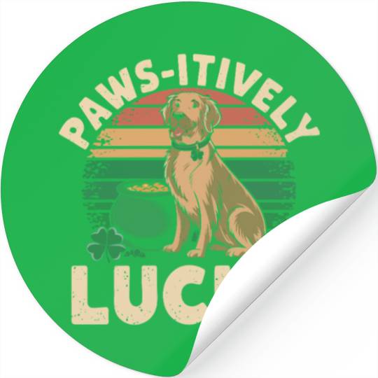 Paws-itively Lucky: Golden Retriever St. Patrick's Stickers