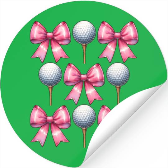 Coquette Bow Golf Ball Mothers Day Golfing Pink Stickers