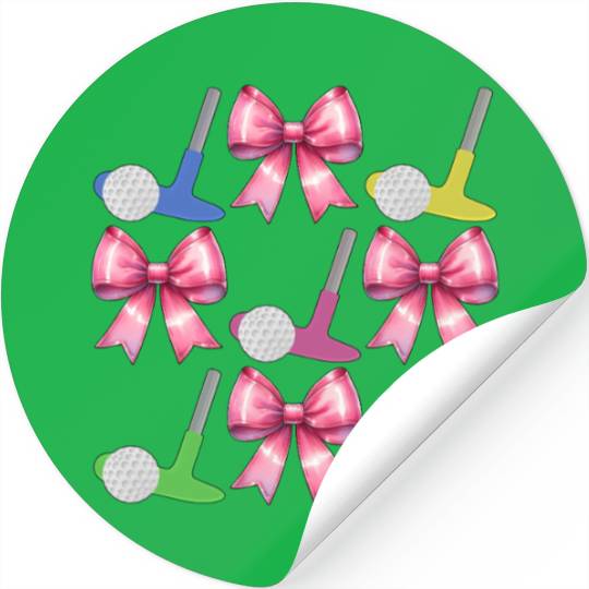 Coquette Bow Mini Golf Golfer Mothers Day Stickers