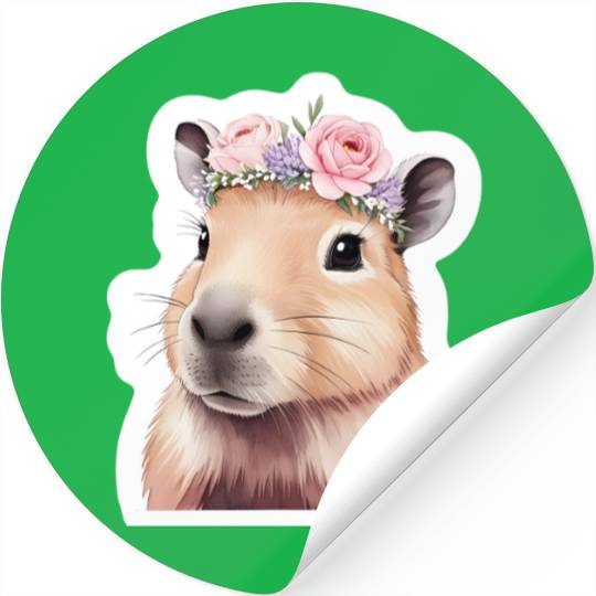 Capybara with Flowers Stickers
