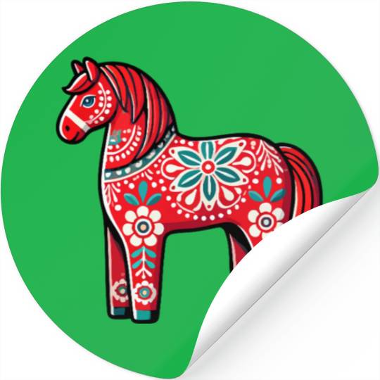 Swedish Dala Horse, Scandinavian sverige sweden Stickers