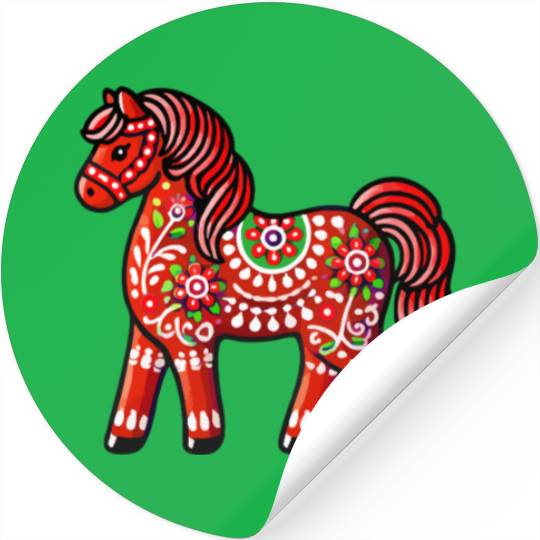 Swedish Dala Horse, Scandinavian sverige sweden Stickers
