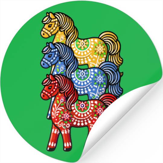 Swedish Dala Horse, Scandinavian sverige sweden Stickers