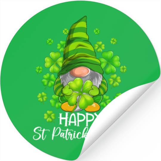 Happy St. Patrick's Day Gnomes Irish Shamrock Stickers