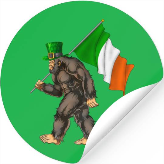 St. Patrick's Day Bigfoot Ireland Flag Stickers