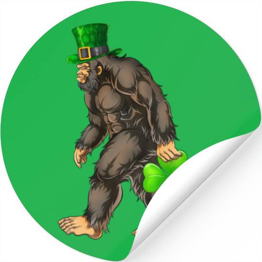 Vintage St Patricks Day Bigfoot Sasquatch Irish Stickers