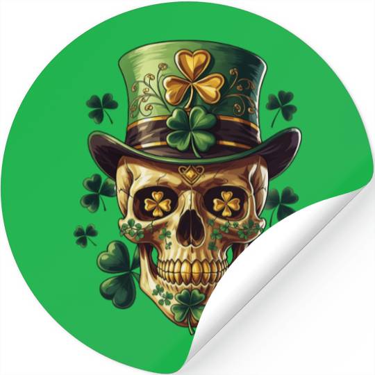 St Patricks Day Sugar Skull Shamrock Irish Mexican Stickers